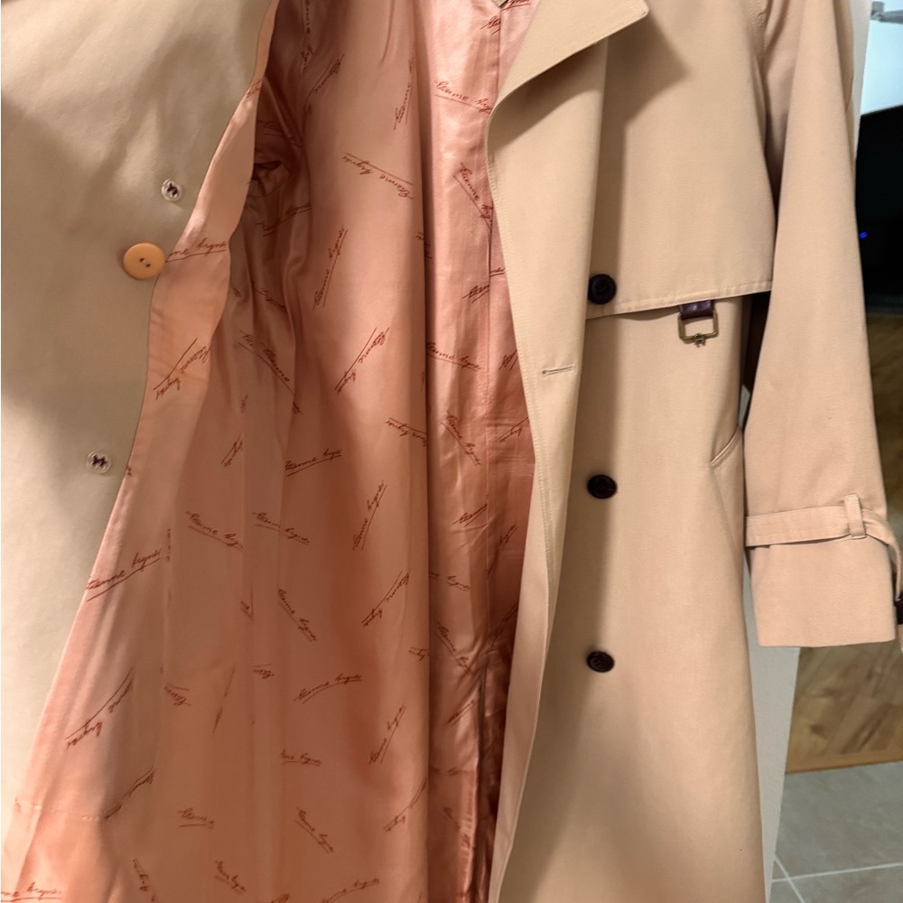 Vintage Etienne Aigner Belted Double Breasted Tan Trench Rain Coat 10 - Picture 6 of 11